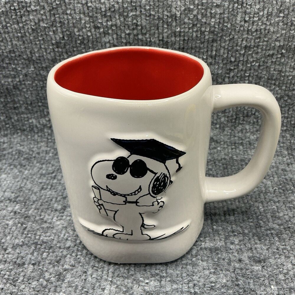Snoopy Graduation Rae Dunn "YOU DID IT!" Double Sided White Mug